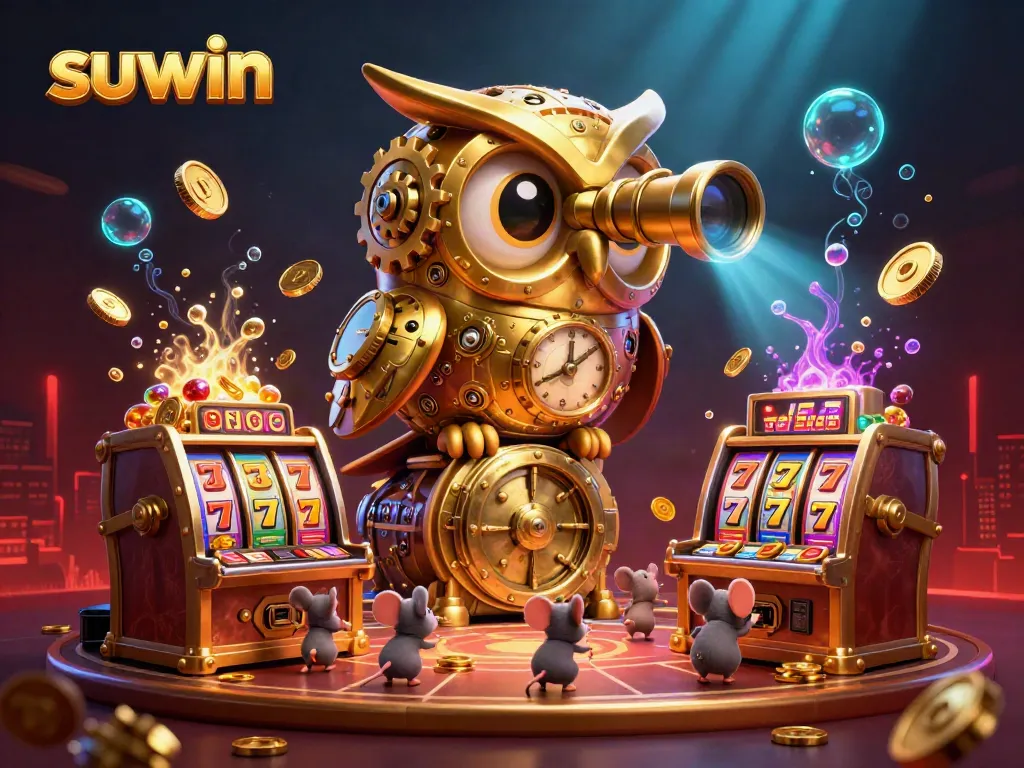 Experience suwin's captivating casino scene with dynamic slot action and vibrant glow effects.