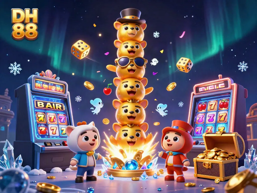 Experience thrilling gambling with the DH 88-themed vibrant casino scene, featuring dynamic gaming action.