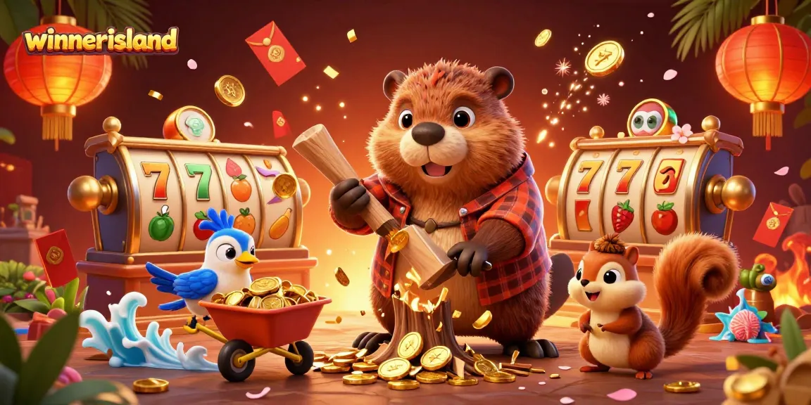 Experience immersive gaming at winnerisland, featuring an energetic scene of whimsical characters in a rich casino environment.